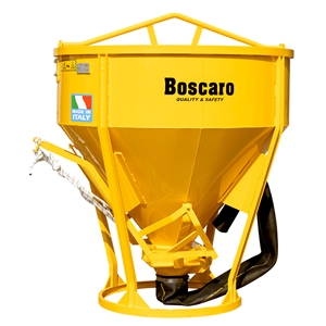 Benna con tubo in gomma e scarico centrale